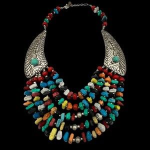 Tanjore Multi-Strand Beaded Bohemian Necklace Made in India
